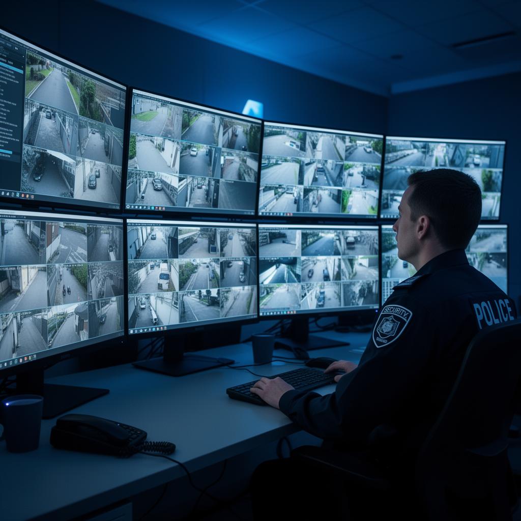 Security control room monitoring CCTV feeds